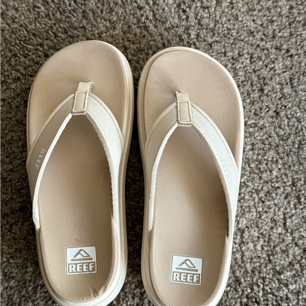 Reef Beige and Cream Platform Flip Flops
